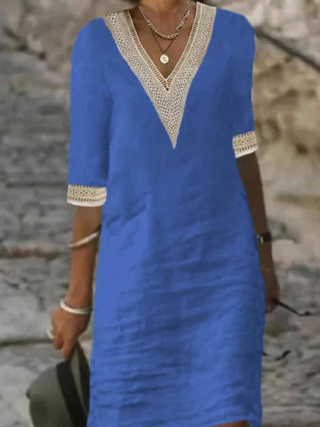 Elegantes Freizeitkleid mit 3/4-Ärmeln für Damen | Sommer
