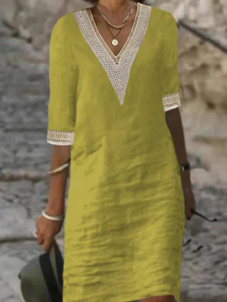 Elegantes Freizeitkleid mit 3/4-Ärmeln für Damen | Sommer