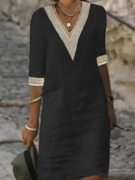 Elegantes Freizeitkleid mit 3/4-Ärmeln für Damen | Sommer