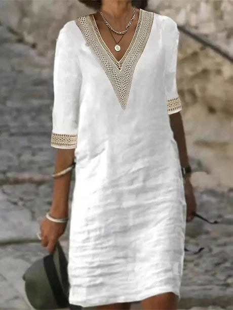 Elegantes Freizeitkleid mit 3/4-Ärmeln für Damen | Sommer