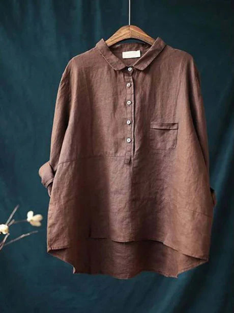 Elegante weite Bluse mit Knöpfen für Damen | Schick