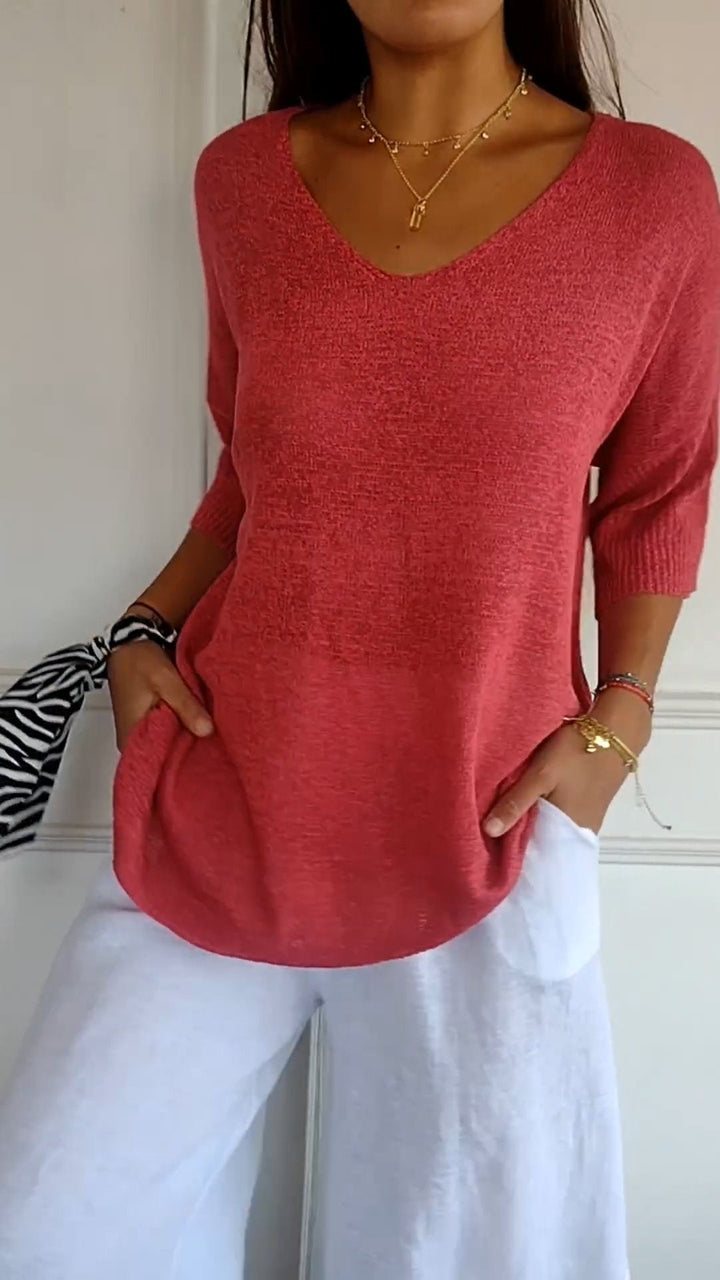 Lucy - Top aus Mesh mit V-Ausschnitt