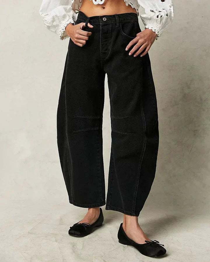 Jean Femme Large – Coupe Ample et Taille Haute – Effet Délavé Vintage – Pantalon Décontracté Streetwear