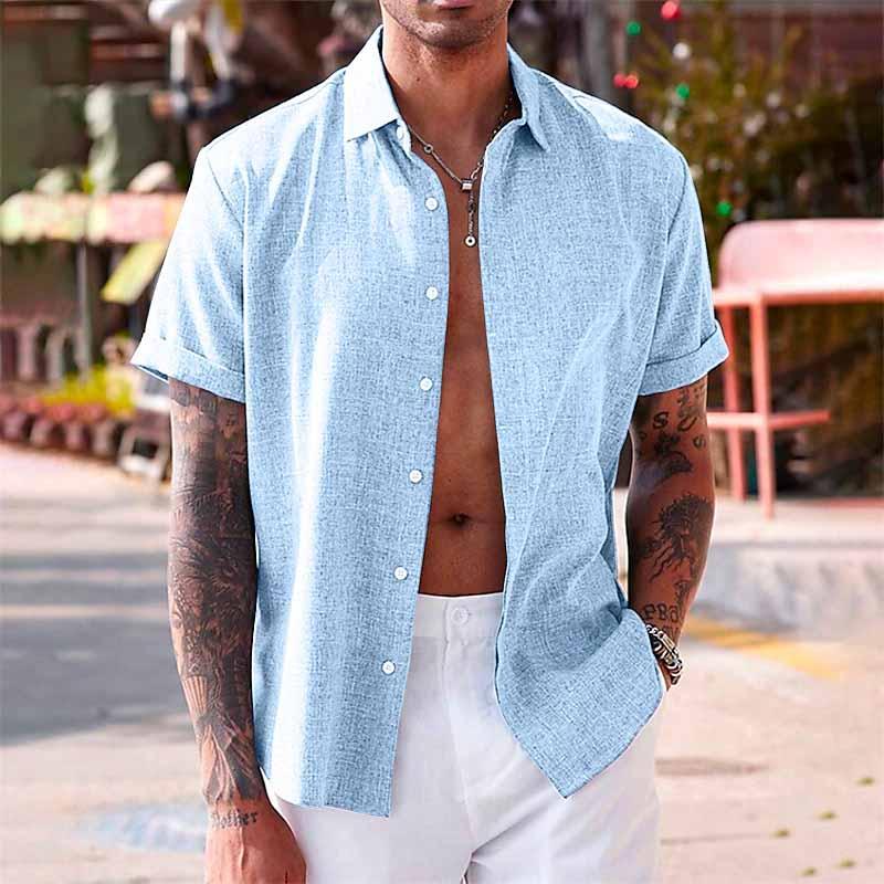 Melchior | Linen and cotton notch collar shirt for men