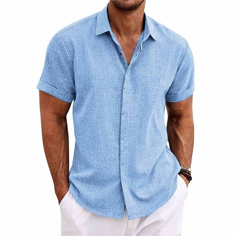 Melchior | Linen and cotton notch collar shirt for men