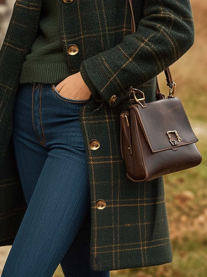 Candice - Manteau en laine à carreaux pour femme avec boutons, élégant et chaud pour l'hiver