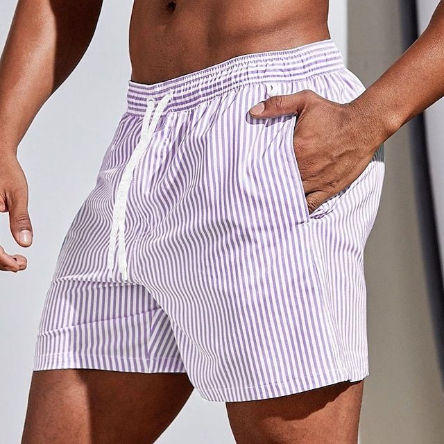 Short de bain rayé pour homme - Style maritime, confort ultime, séchage rapide, taille élastique