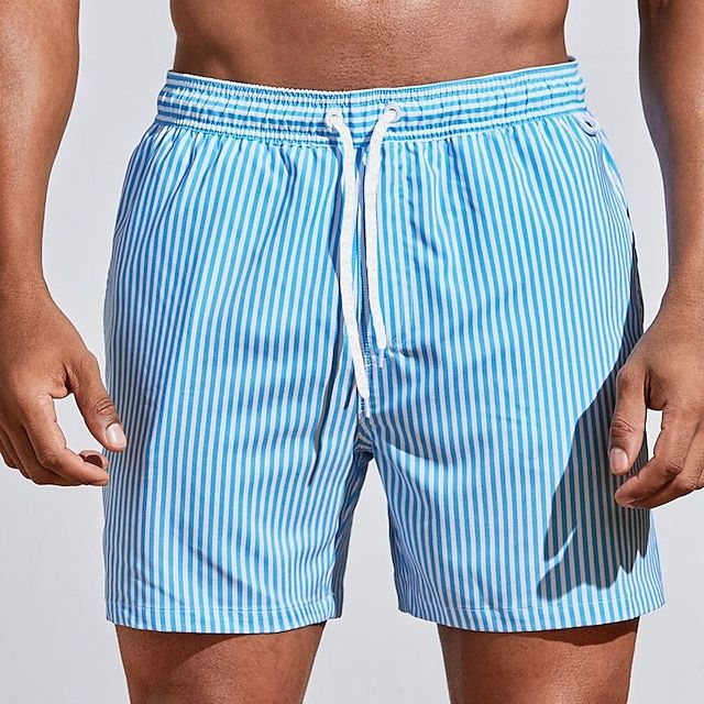 Short de bain rayé pour homme - Style maritime, confort ultime, séchage rapide, taille élastique