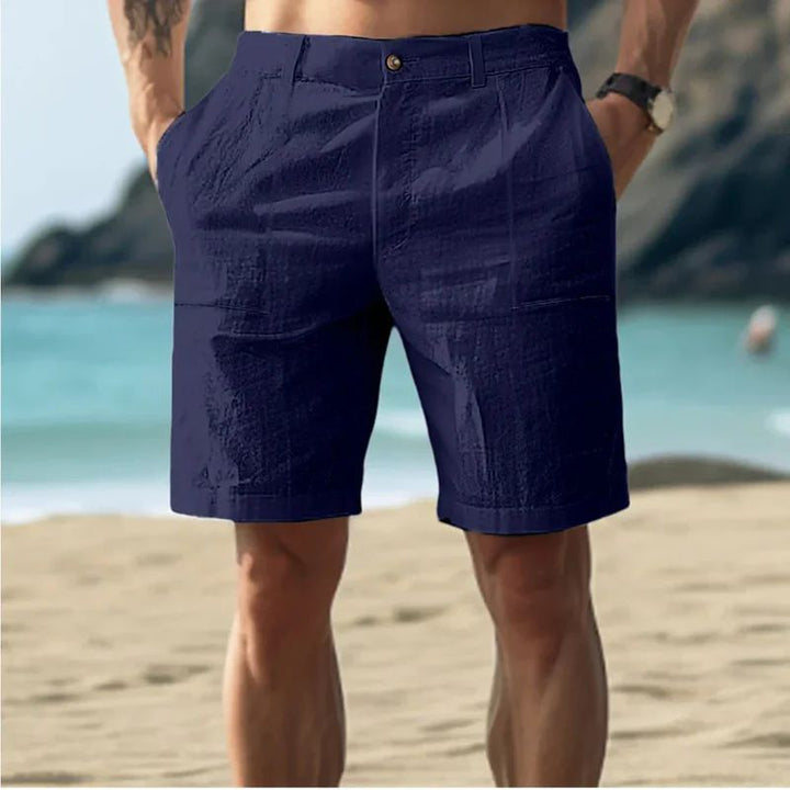 Short en Lin Beige pour Homme – Short d’Été Respirant et Élégant pour Plage, Vacances & Casual Chic