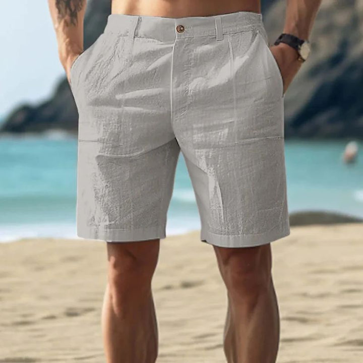 Short en Lin Beige pour Homme – Short d’Été Respirant et Élégant pour Plage, Vacances & Casual Chic