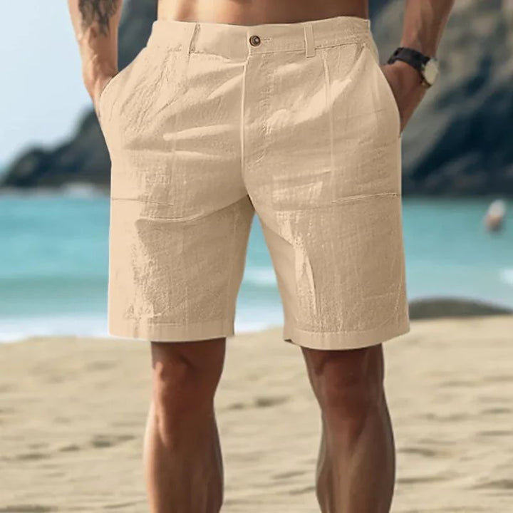 Short en Lin Beige pour Homme – Short d’Été Respirant et Élégant pour Plage, Vacances & Casual Chic