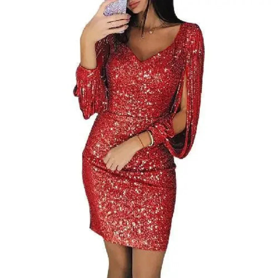 Abito da sera Femmes Glitter a V | Mini