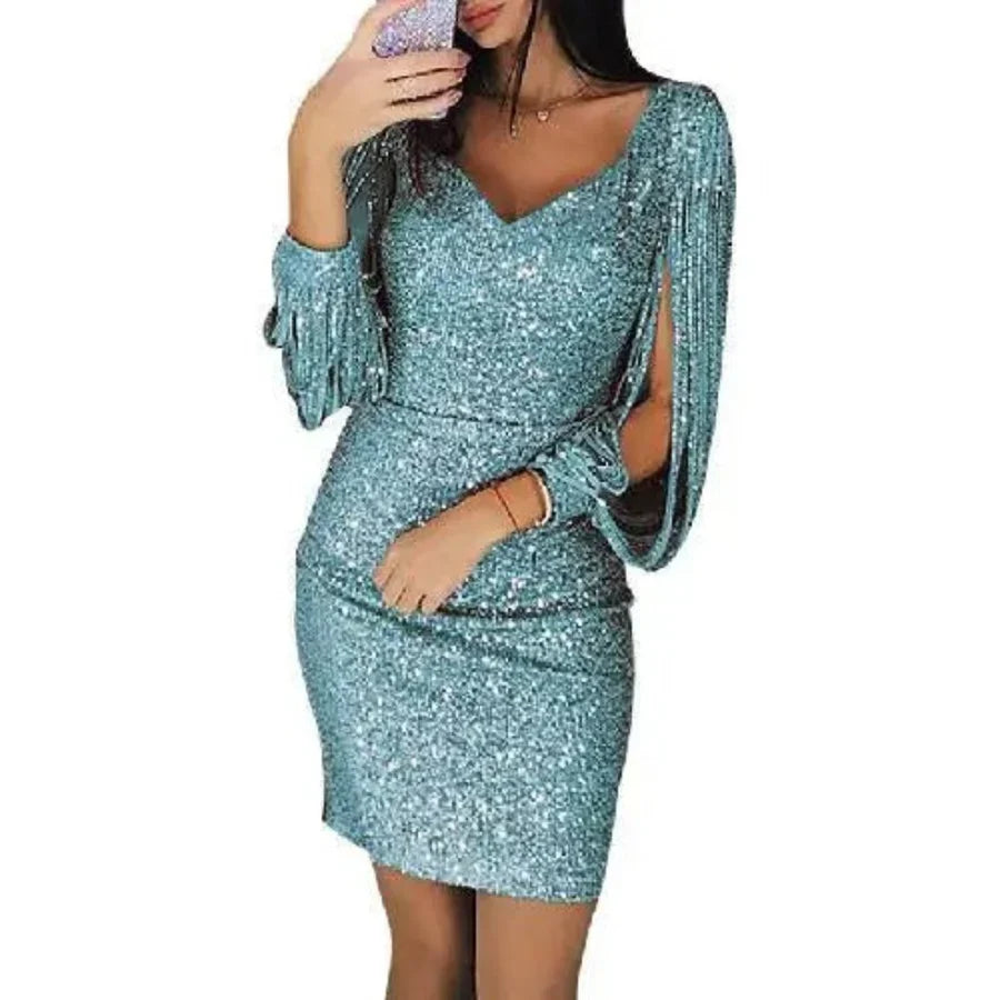 Abito da sera Femmes Glitter a V | Mini
