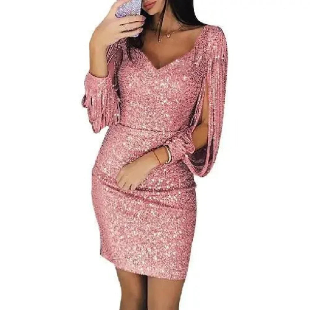 Abito da sera Femmes Glitter a V | Mini