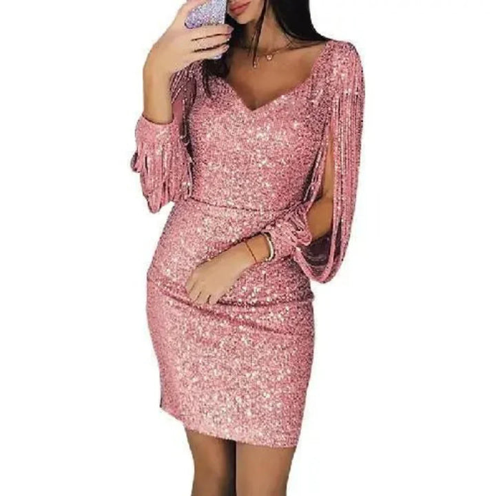 Abito da sera Femmes Glitter a V | Mini