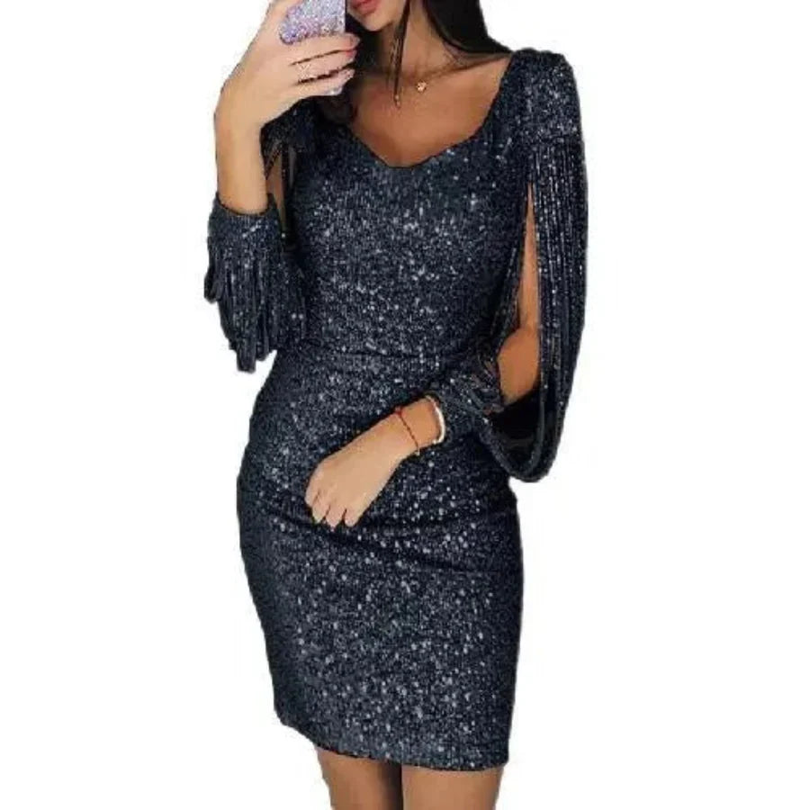 Abito da sera Femmes Glitter a V | Mini
