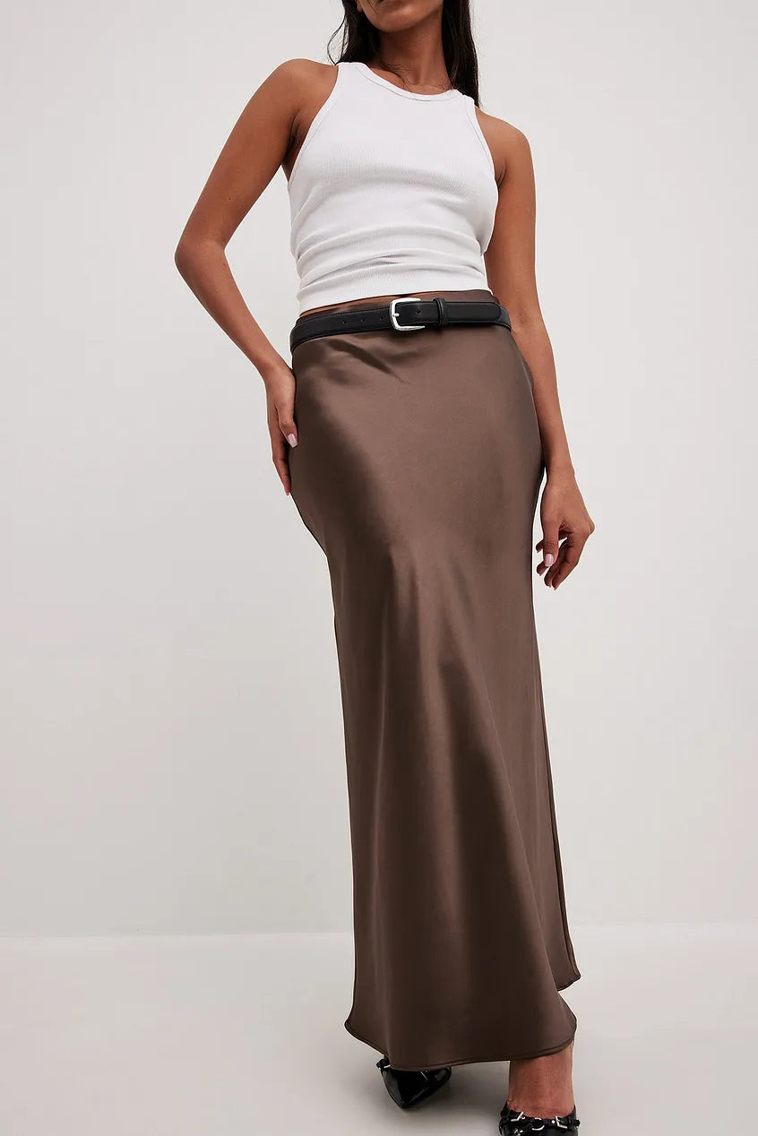Tiphaine - Jupe satinée taille haute, élégante et raffinée pour toutes les occasions