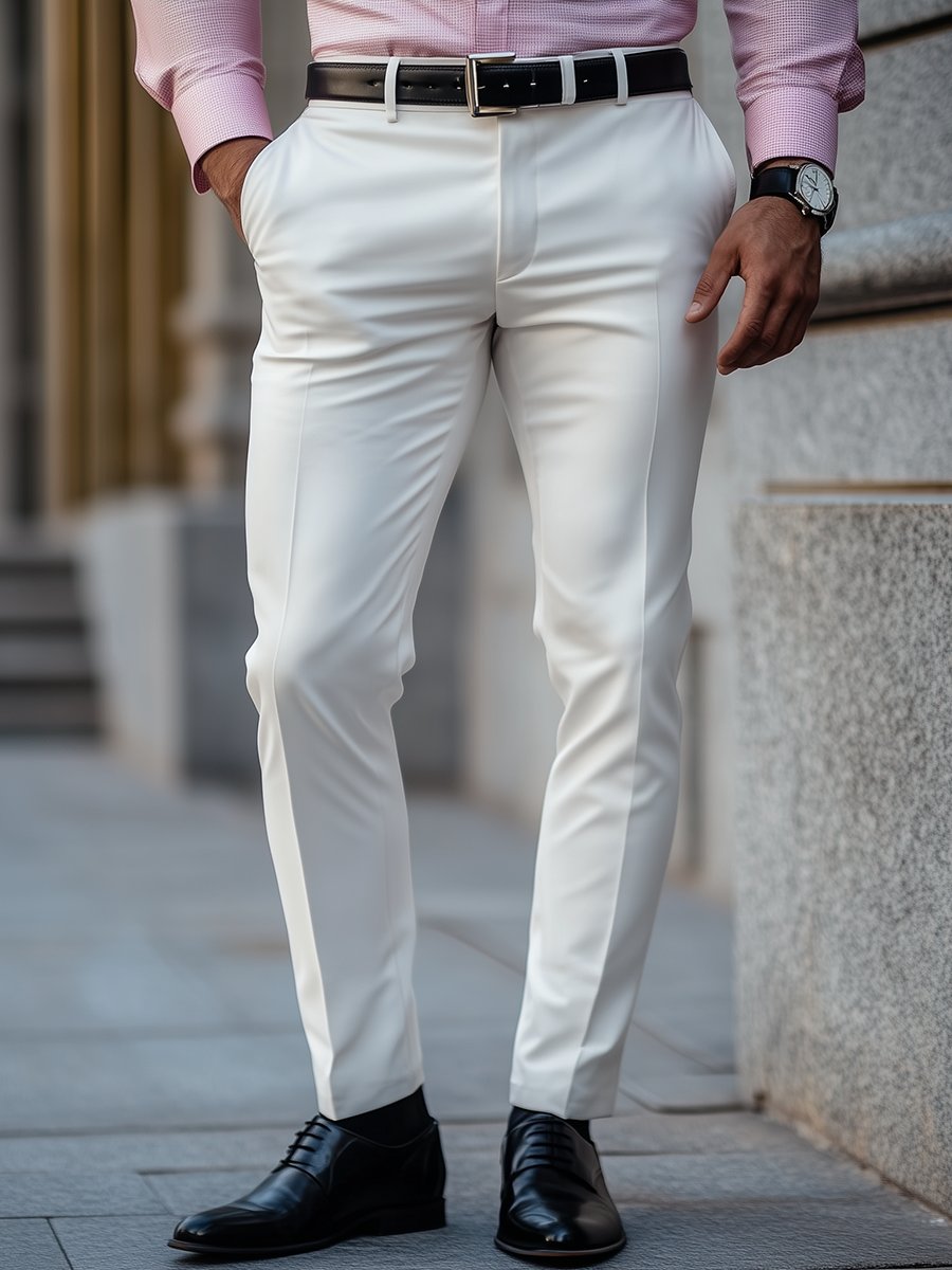 Business Solid Color Suit Pants for Men