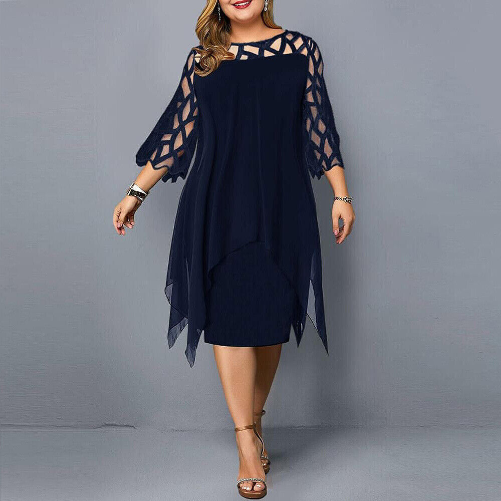 Robe midi élégante grande taille - Onyx