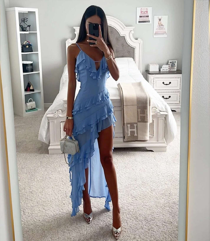 Abito da sera asimmetrico svasato elegante per donna | Maxi