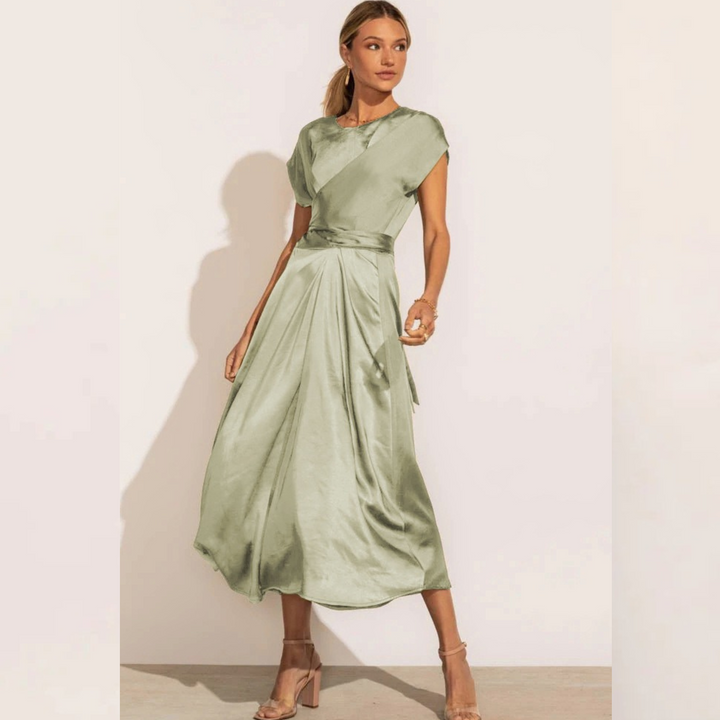 Amérique - Robe midi élégante en soie pour femme