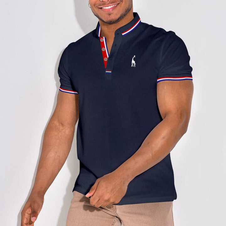 Rene - Polo élégant avec emblème et accents de couleur