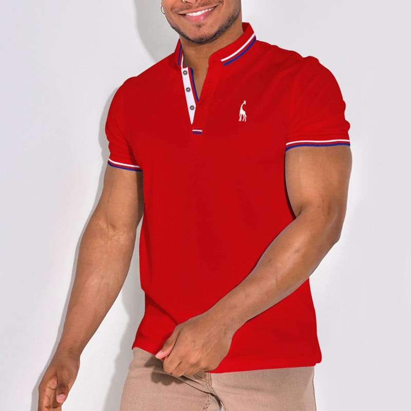Rene - Polo élégant avec emblème et accents de couleur