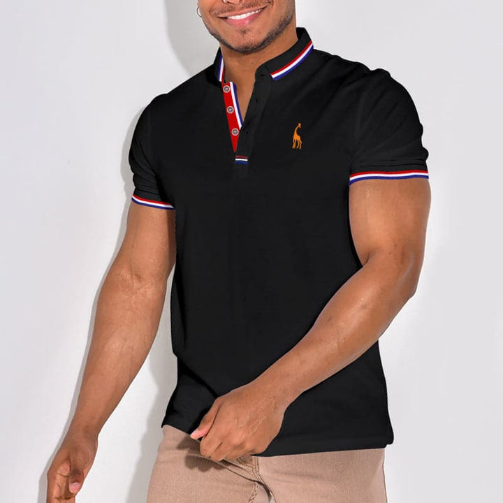 Rene - Polo élégant avec emblème et accents de couleur