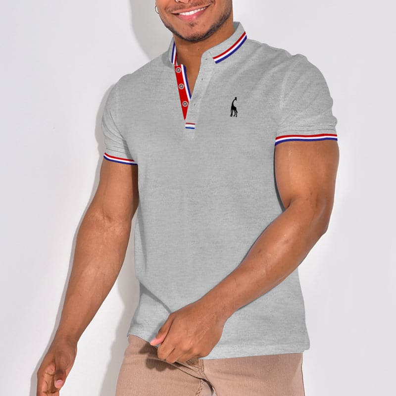 Rene - Polo élégant avec emblème et accents de couleur