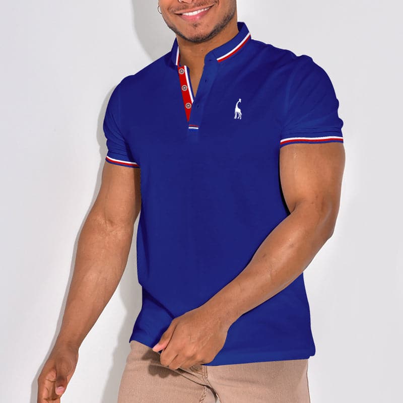 Rene - Polo élégant avec emblème et accents de couleur