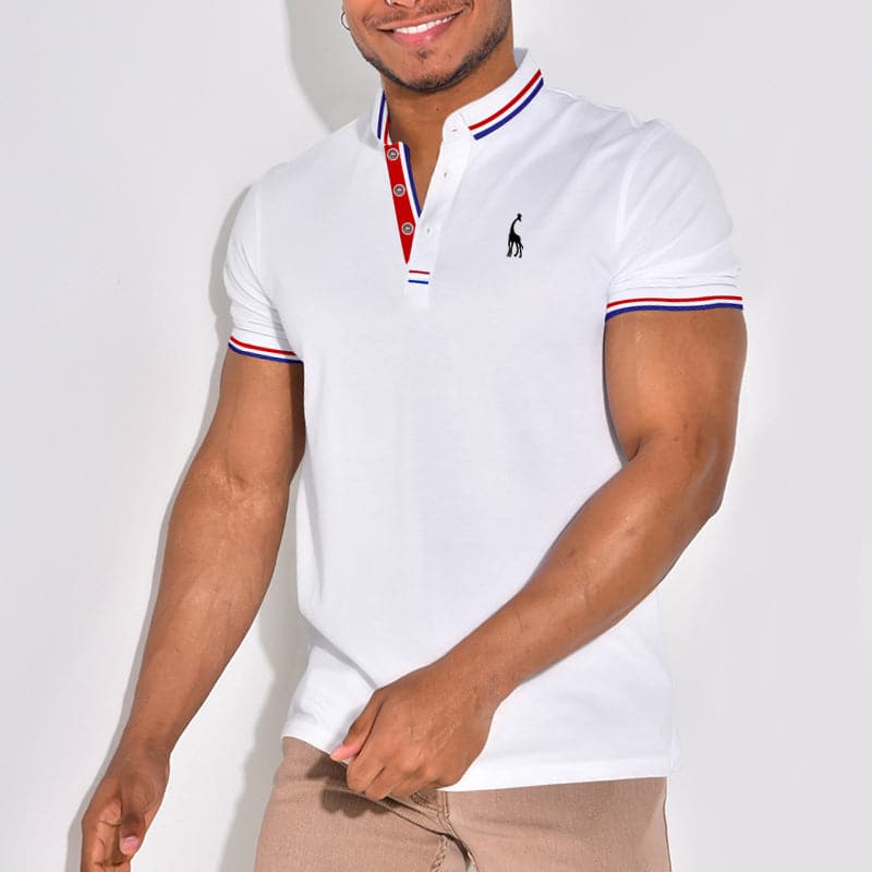 Rene - Polo élégant avec emblème et accents de couleur