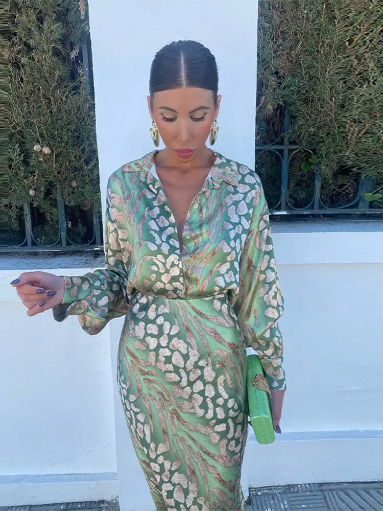 Giada | Manches longues pour femme robe midi colorée
