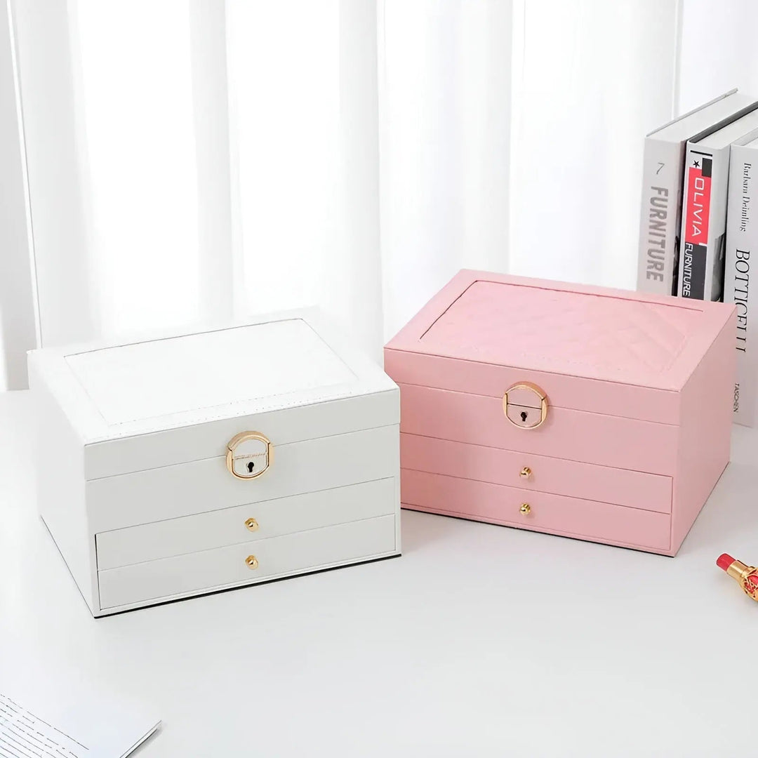 Luksusowe pudełko na biżuterię z wieloma warstwami – EleganceBox | Eleganckie przechowywanie biżuterii