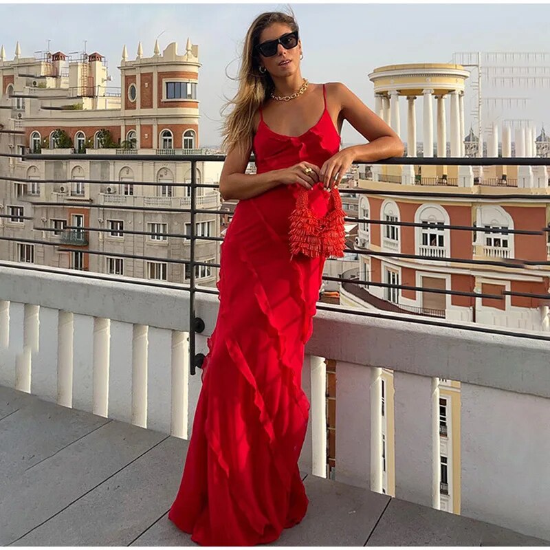 Robe longue élégante à volants - Lilianna