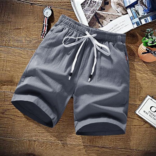 Short homme en lin décontracté – Léger, respirant, taille élastique avec cordon ajustable
