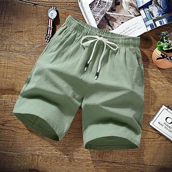 Short homme en lin décontracté – Léger, respirant, taille élastique avec cordon ajustable