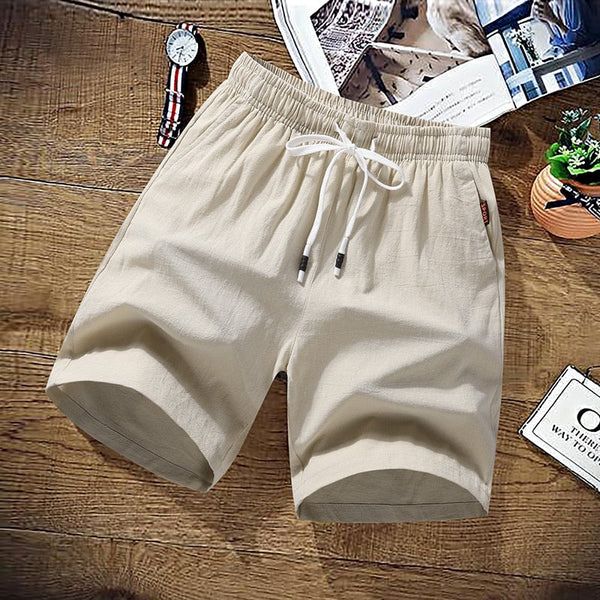 Short homme en lin décontracté – Léger, respirant, taille élastique avec cordon ajustable
