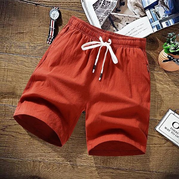 Short homme en lin décontracté – Léger, respirant, taille élastique avec cordon ajustable
