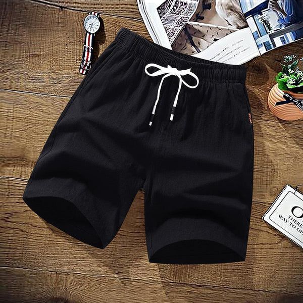 Short homme en lin décontracté – Léger, respirant, taille élastique avec cordon ajustable